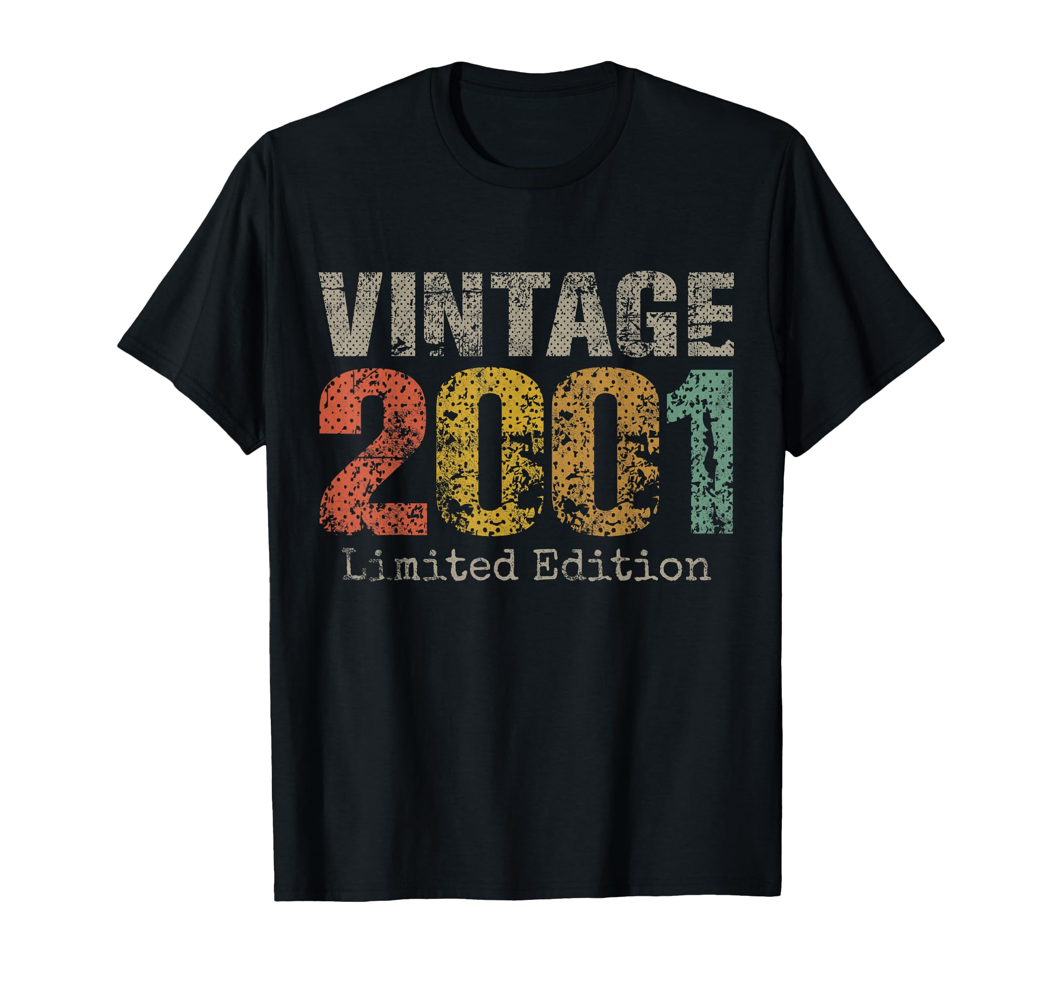 Vintage 2001 Text 25th Birthday Gift Men Women 25 Year Old T-Shirt