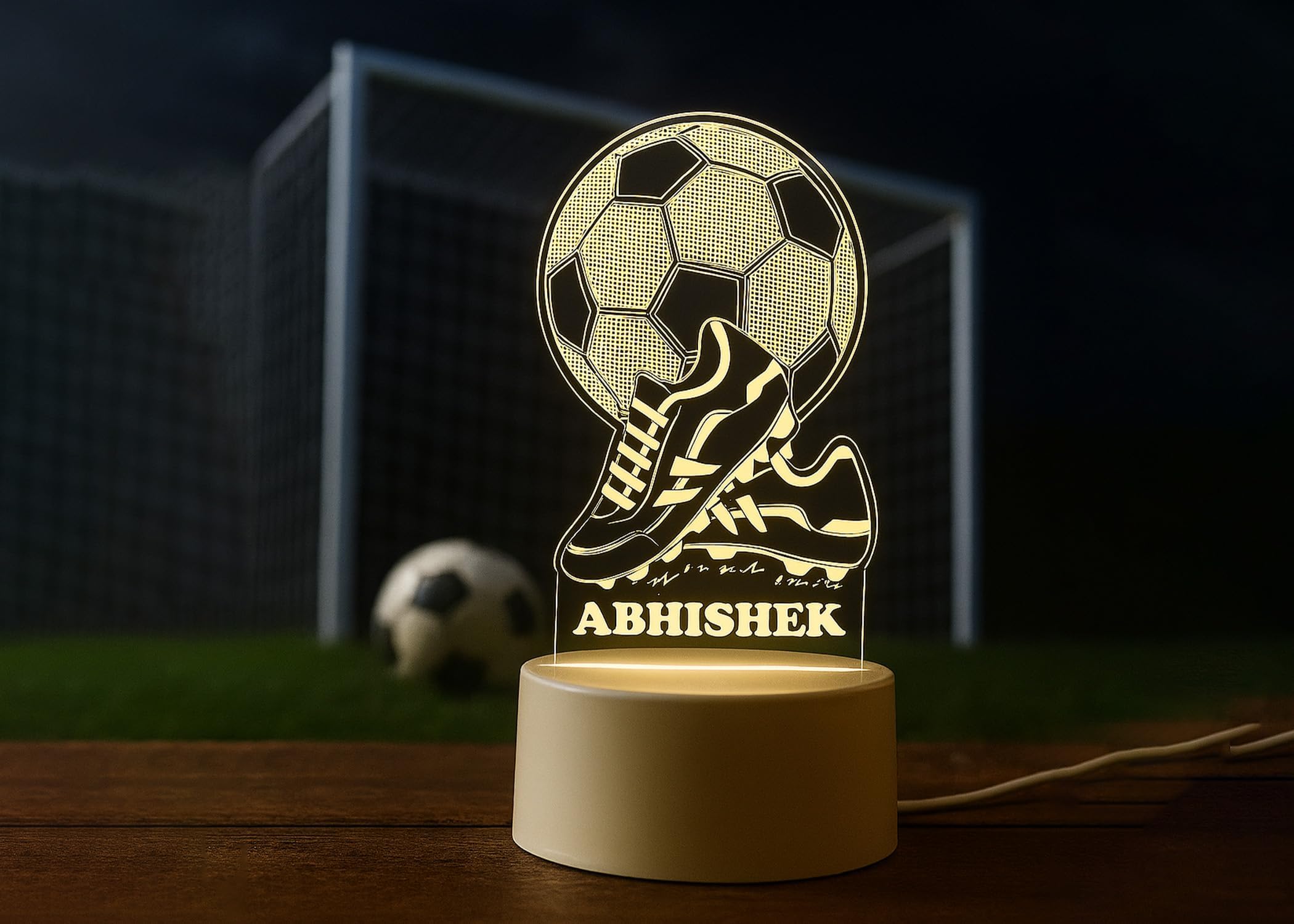 AICA Personalized Name Football LED Lamp | Birthday Gift for Teenage Boys Men Boyfriend Kids (Football with Shoes)