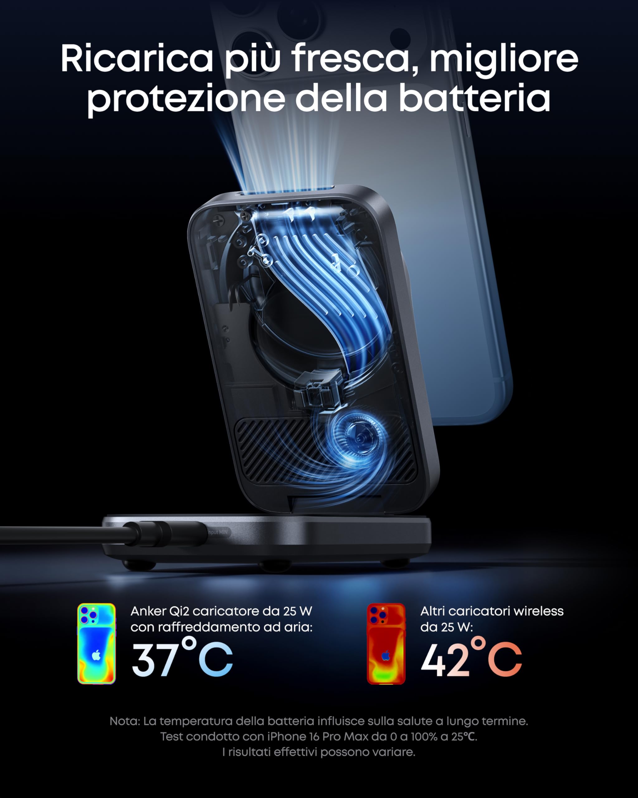 Anker Prime Caricatore Wireless iphone 3 in 1, MagSafe Compatibile, Certificata Qi2.2 da 25W, Pieghevole e Compatta. Ricarica iPhone 17/16, Apple Watch, AirPods (Senza Batteria, Adattatore Incluso)