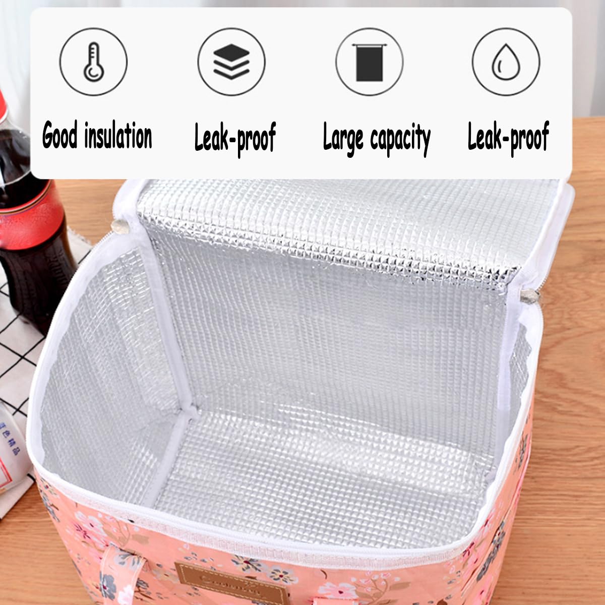 Morbuy Sac Isotherme Repas, Glaciere Souple Isotherme Grandes 15L, Réutilisable Lunch Bag, Sac Isotherme Pliable, Sac Repas pour Travail, École, Camping (Taille Unique,Camouflage Noir Blanc