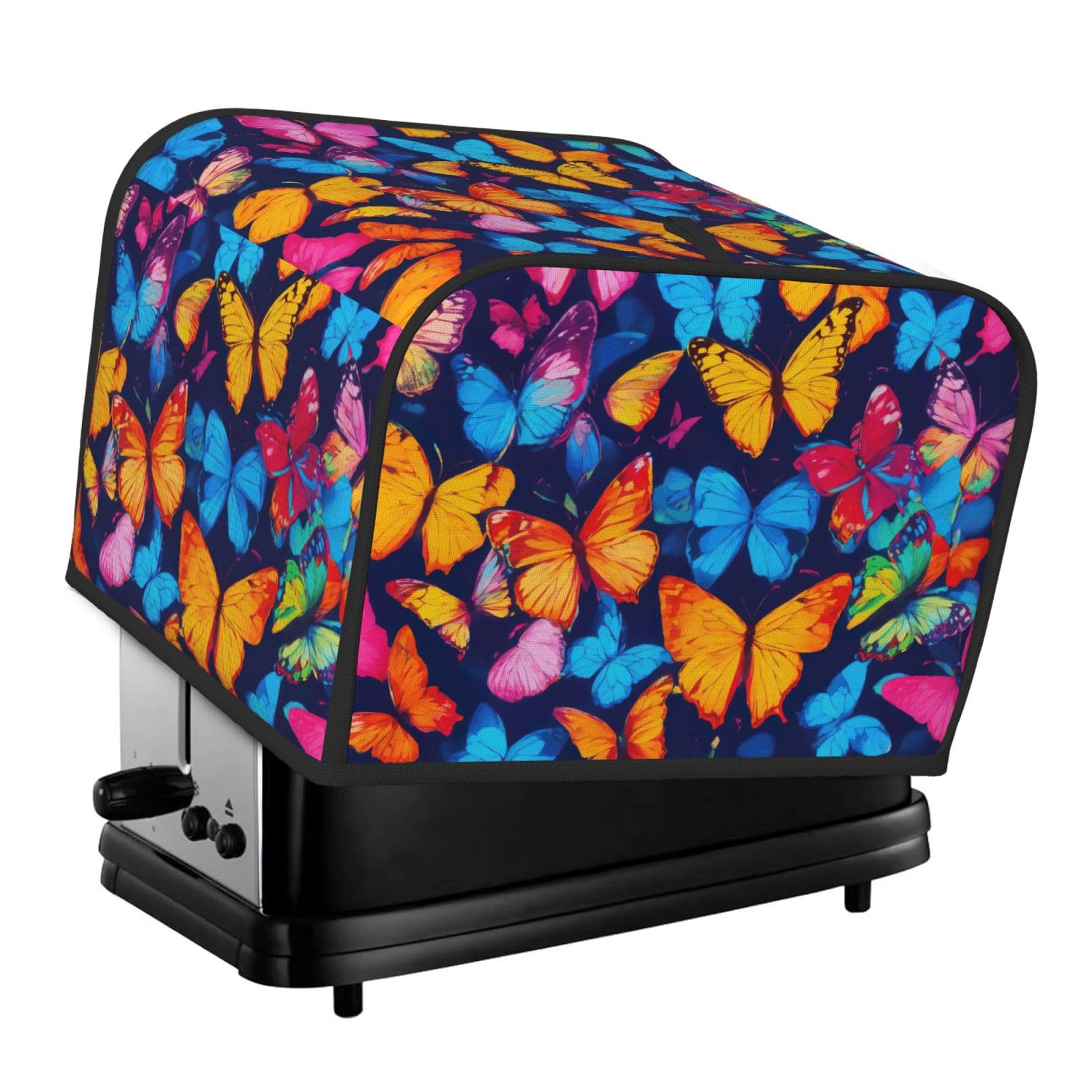 Colorful Butterfly Print 4-Slice Toaster Cover Dustproof Waterproof Kitchen Appliance Protector For Bread