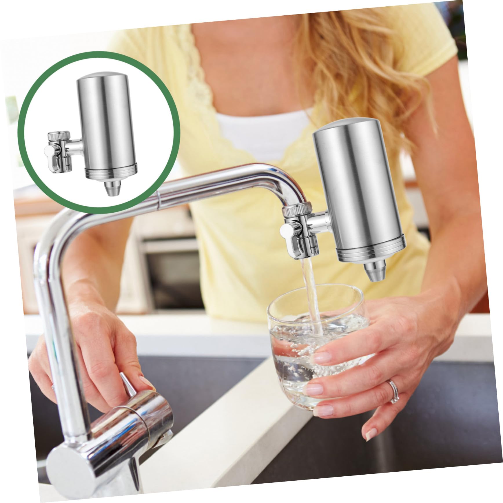 Purificateur Eau pour Robinet de Cuisine Filtre pour Évier avec Filtration Physique sans Électricité Goût et Odeur Installation Rapide et Longue Durée