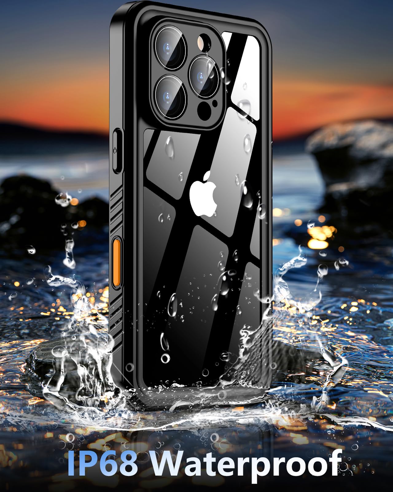Oneagle Funda impermeable para iPhone 16 Pro Max, protector de pantalla integrado, IP68 bajo el agua, 12 pies, grado militar, a prueba de golpes, a prueba de polvo, cuerpo completo de 360°, funda