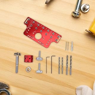 Shelf Pin Jig and Cabinet Door Drilling Guide Template System with 64mm, 128mm, 192mm Hole Distances and Adjustable for Edge Gauge for Woodworking Hinge Mounting and Drawer Front Punching(Type B)