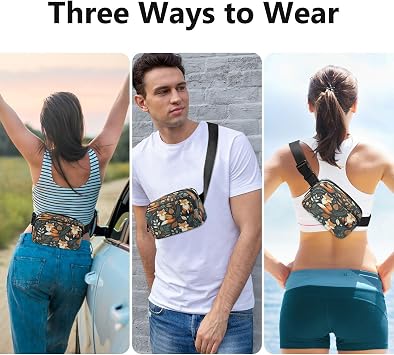 Bum Bag Waist Fanny Pack for Men Women Fox and Leaves Belt Bag Bumbag for Dog Walking Running Cycling Hiking Travel Workout with Adjustable Strap