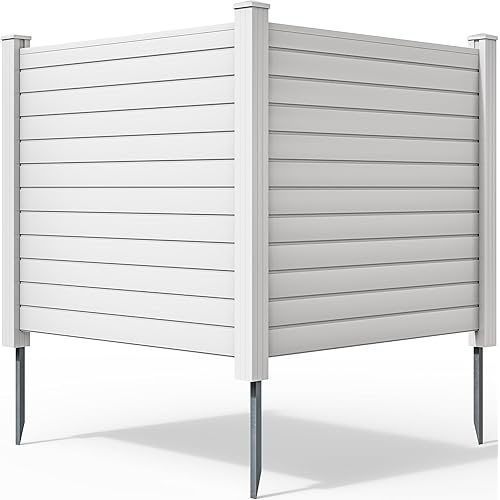 YITAHOME 50"W X 50"H Air Conditioner Fence Privacy Screen, Outdoor Trash Can Enclosure with Metal Stakes, Vinyl Pool Equipment Enclosure (2 Panels)