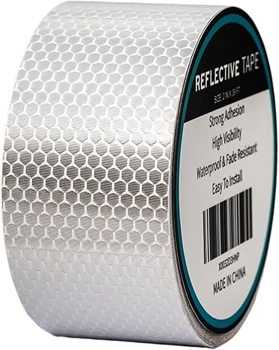 AISEY Cinta reflectante de seguridad adhesiva blanca para remolques, coches, camiones, cinta reflectante al aire libre, 2 pulgadas x 16 pies
