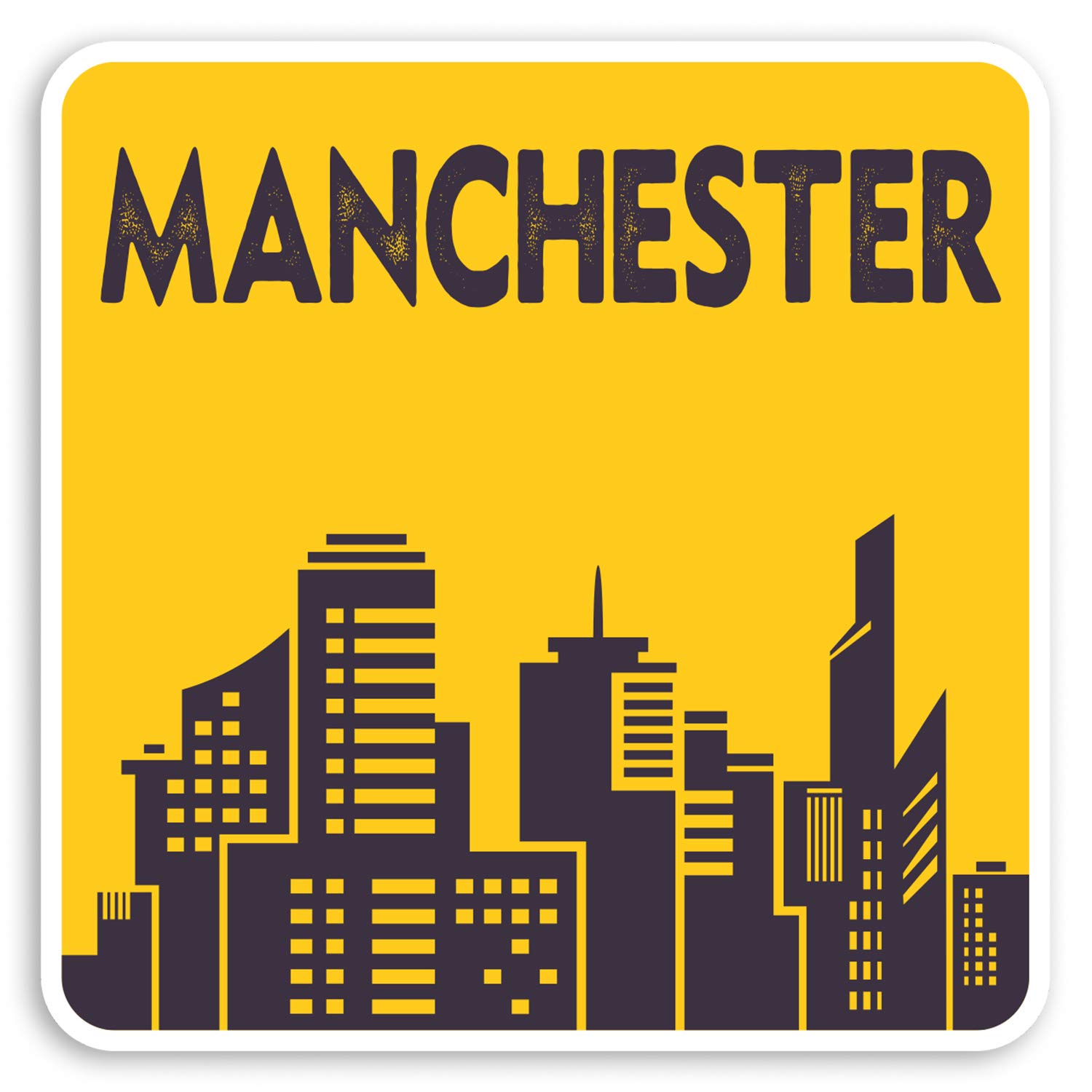 Destination Vinyl Ltd Multi 2 X 10Cm Manchester Vinyl Stickers - England Uk Luggage Sticker #30977 (10Cm Wide)