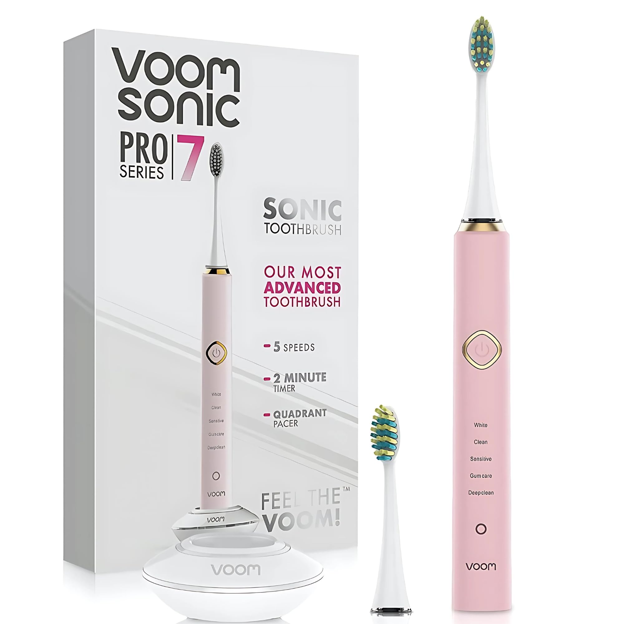 Voom Sonic Pro 7 Series Rechargeable Electronic Toothbrush Advanced Oral Care Technology 2-Minute Timer w Quadrant Pacing 5
