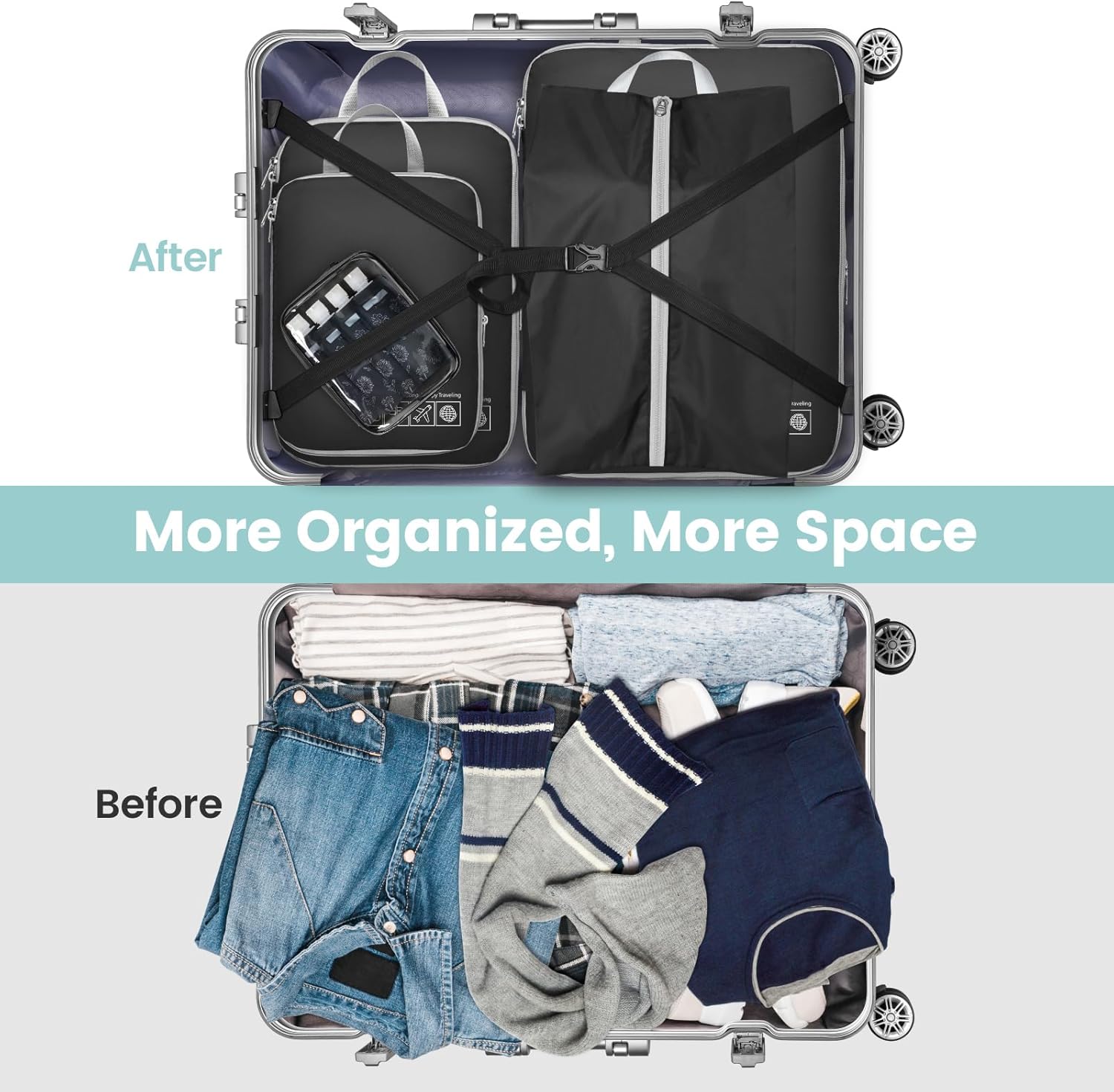 Cambond Compression Packing Cubes for Travel Women - Lightweight Luggage Organizers Bag Packing Cubes for Carry on Suitcases - Image 6