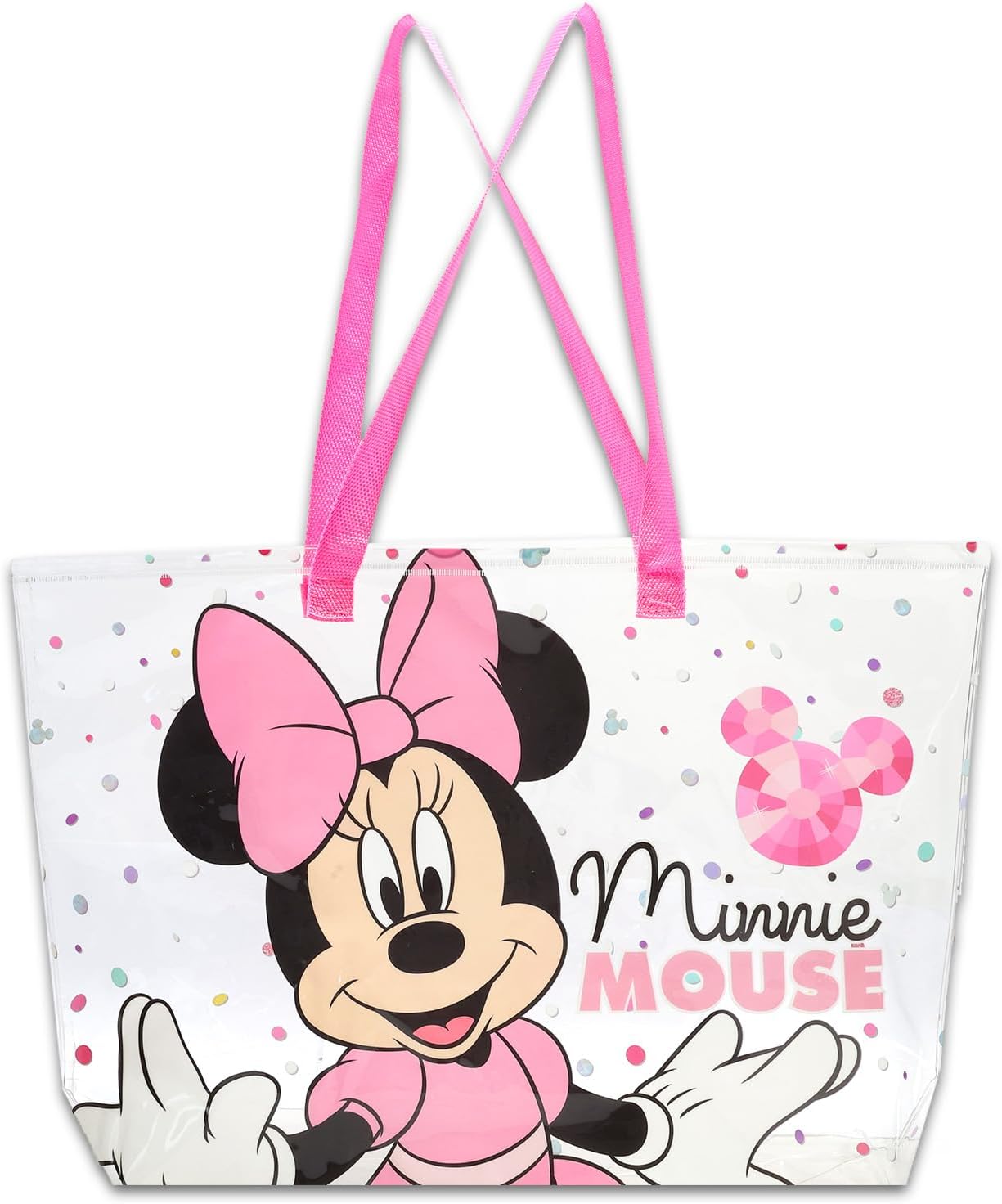 Disney Minnie Mouse Clear Tote Bag - Bundle with Clear Purse for Beach, Groceries, Storage Plus Stickers, More | Minnie Mouse Shoulder Bag for Women - Image 2