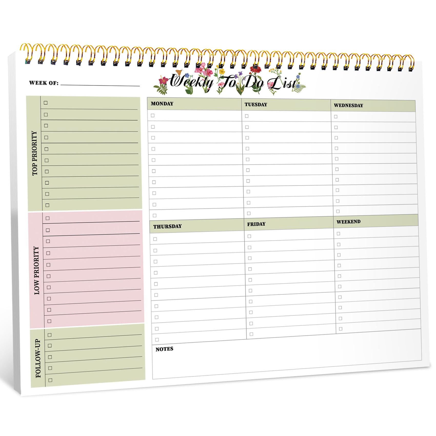 Taja Weekly Planner Notepad - Undated & Waterproof -30