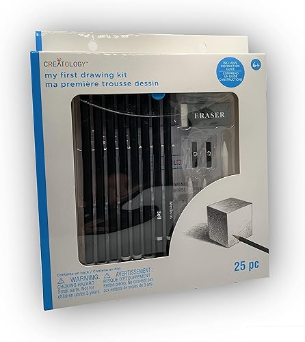 Mi primer kit de dibujo, perfecto para principiantes, niños o cualquier artista. Lápices de carbón, bocetos, borradores, suministros de arte