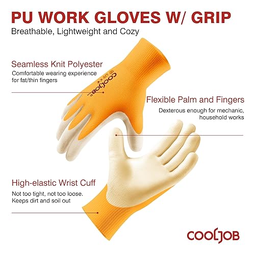 Miniatura 2 de COOLJOB Guantes de seguridad revestidos en poliuretano, juego por mayor de 12 pares de guantes de trabajo