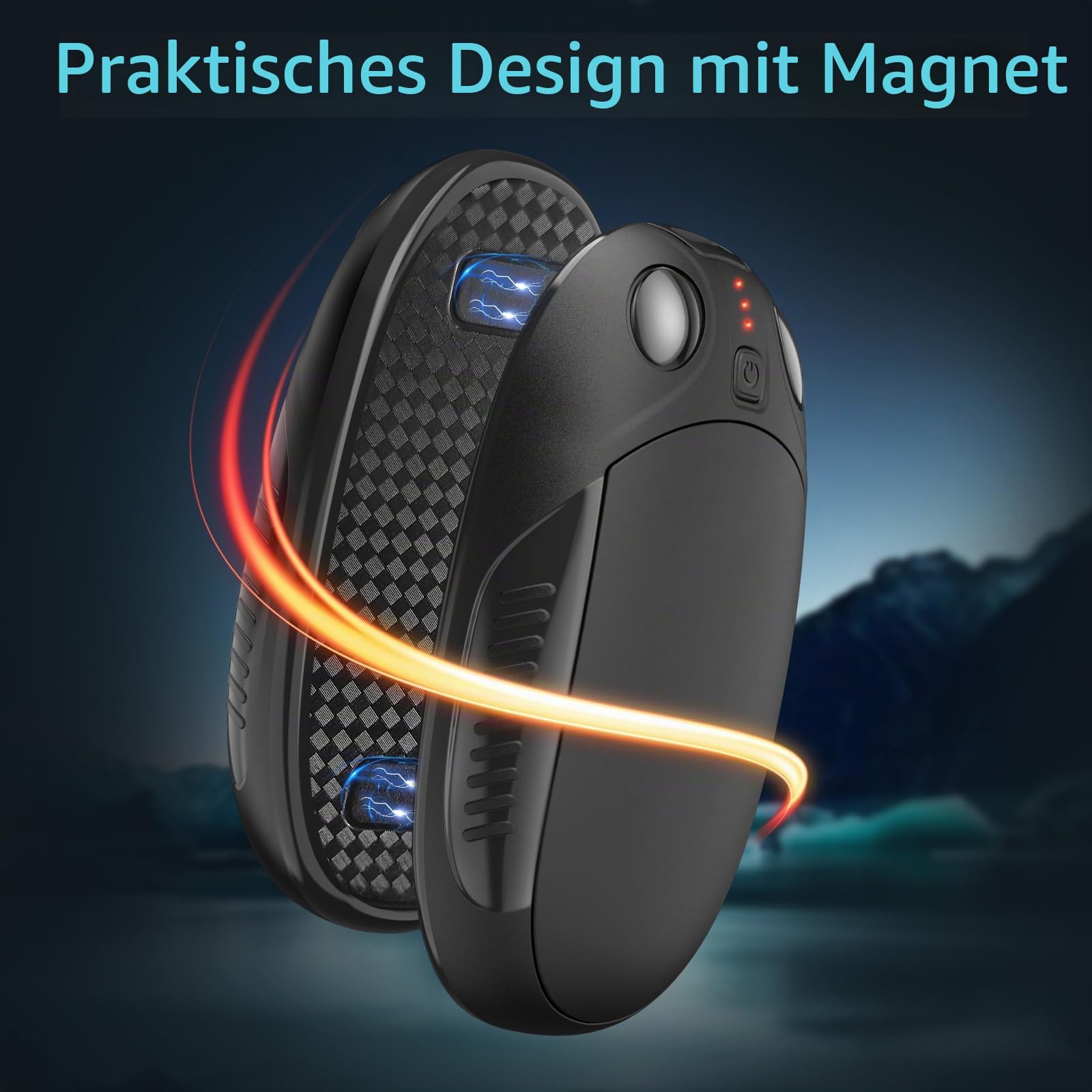 Handwärmer elektrisch,Split 2er-Pack Wiederaufladbar Handwärmer Tragbare Taschenwärmer, 4 Heizmodi Taschenwärmer Elektrisch, Ideal warmes Geschenk für Outdoor Sport, Golf, Camping