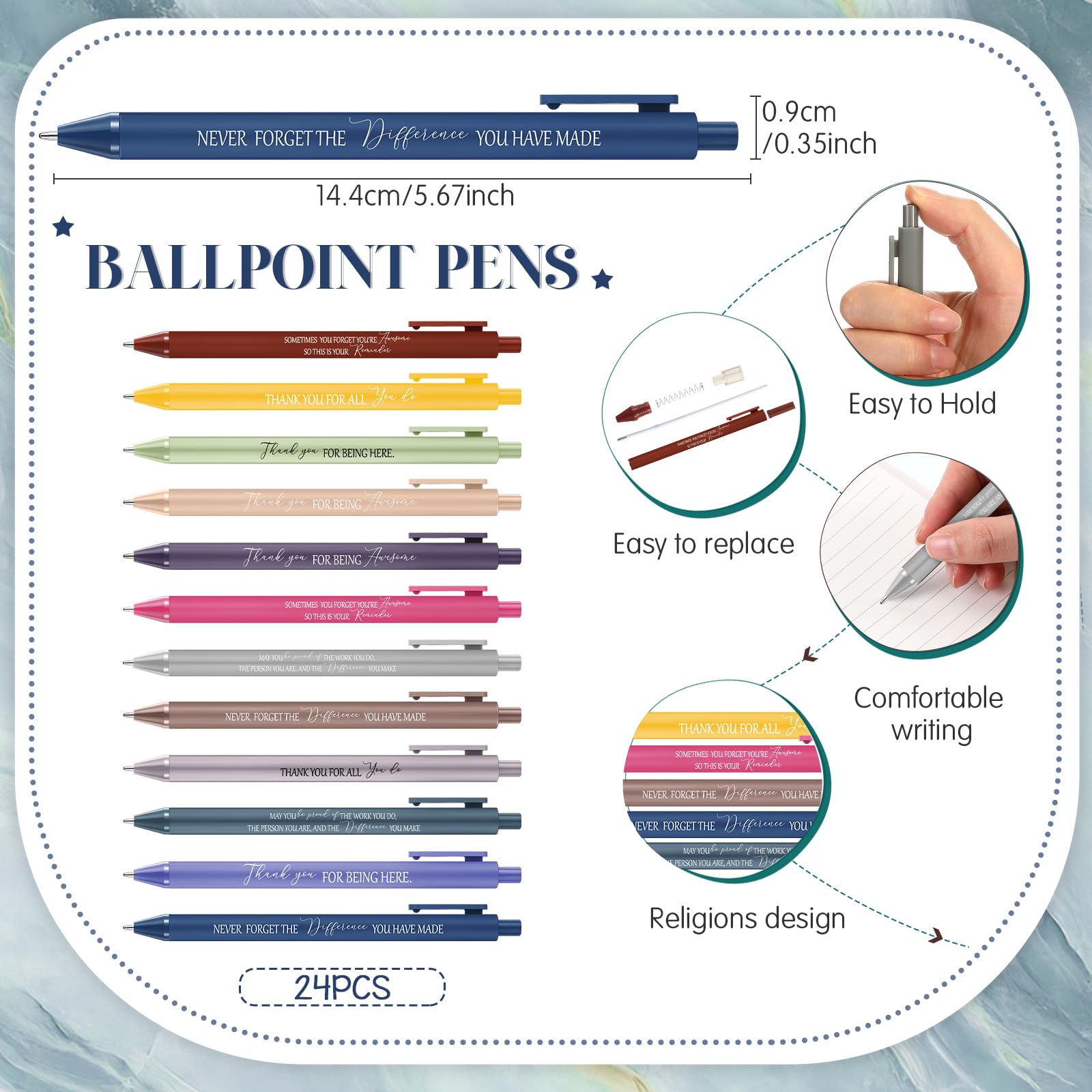 Sinmoe 24 set Employee Appreciation Gifts Bulk Inspirational Spiral Notebook Journal with Motivational Ballpoint Pen Thank You Gifts for Coworker Teacher Staff Colleague - Image 4