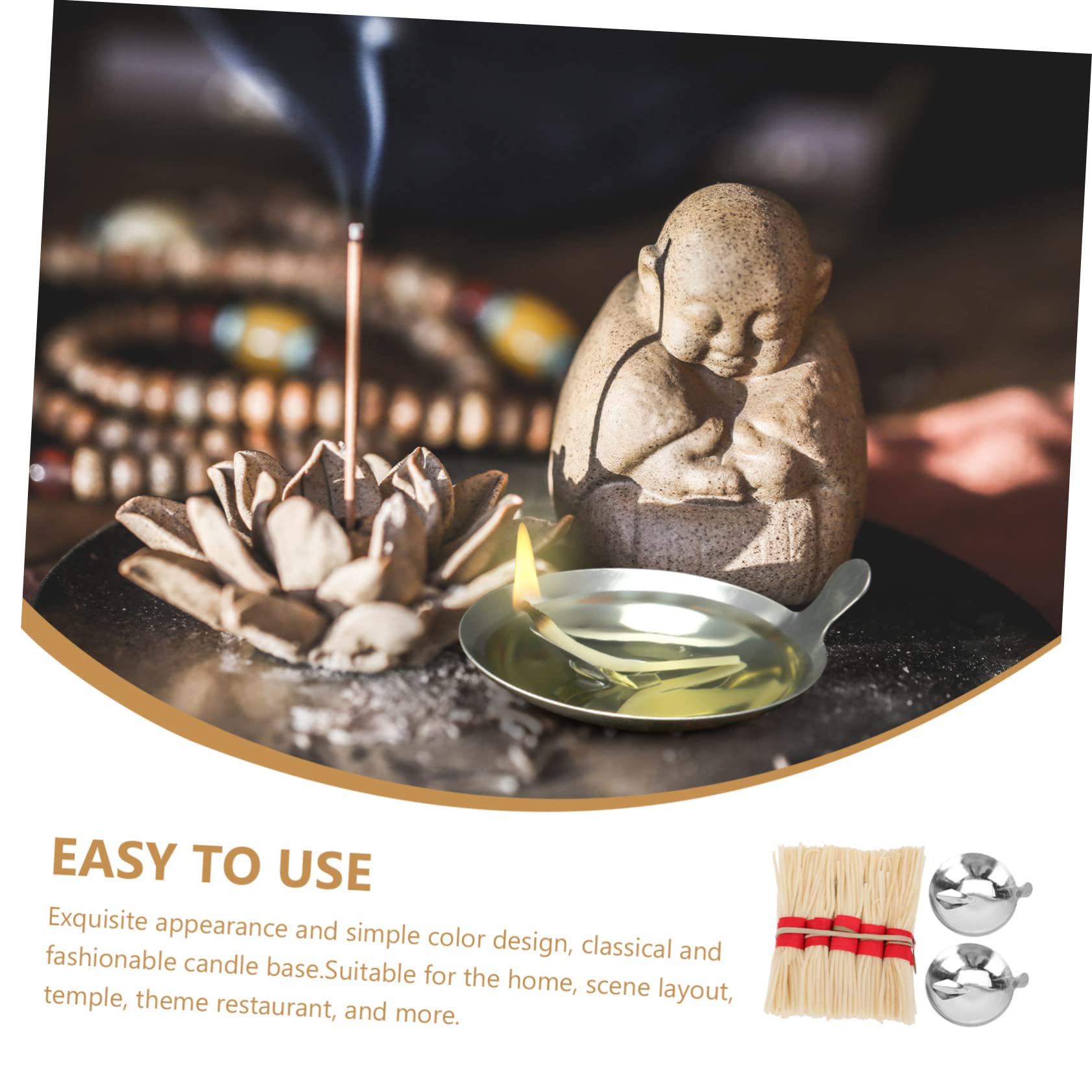 PRETYZOOM 1Set Oil Lamp Wicks DIY Wooden Wicks with Wick Holders for Butter Lamps Offering Lamps and Home Decor Simple and Elegant Design for Peaceful Atmosphere