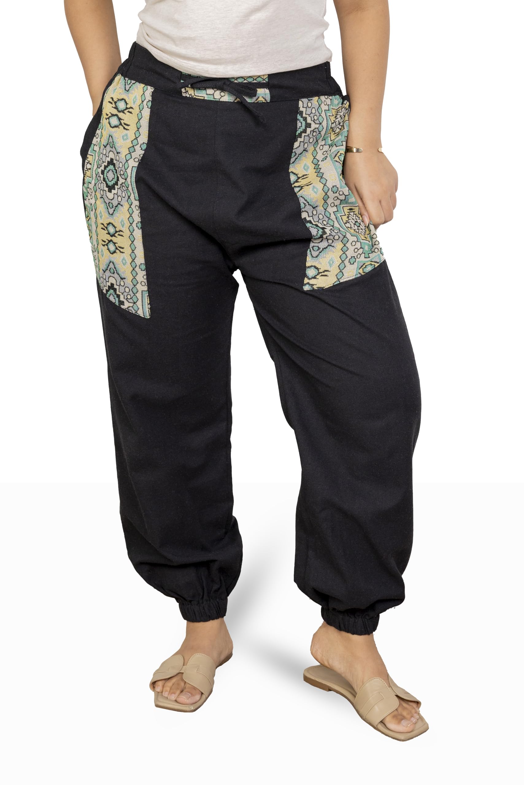 aatman One Size Eco-Friendly Bohemian Harem Pants for Women's Cotton Hippie Boho Baggy Style Yoga Pajama Jogger Pant with Pockets | Fits Waist Size 28 to 38 Inches-picture-19