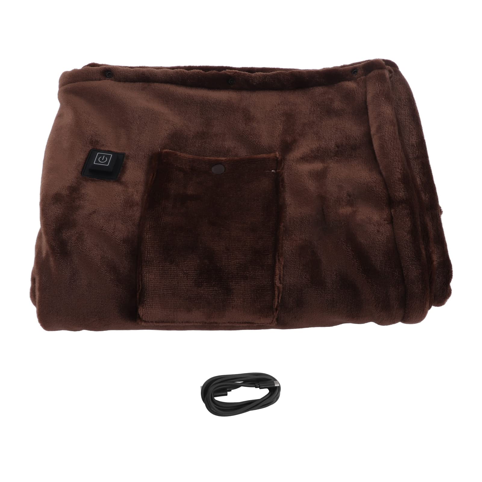 Couverture Chauffante électrique, Petite Couverture électrique USB en Flanelle épaississante à Chauffage Rapide 5 V (Couleur café)