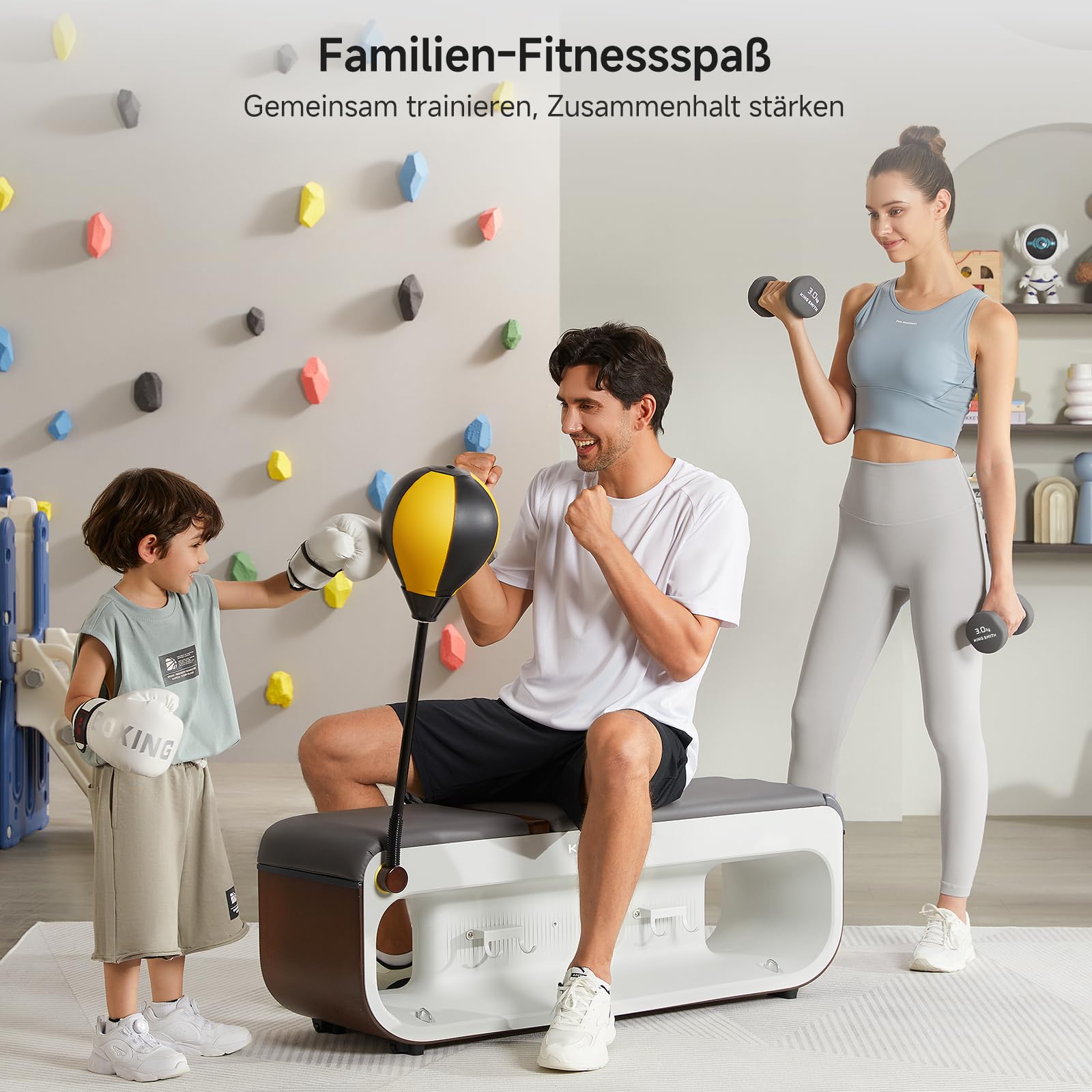 KINGSMITH Hantelbank Klappbar Verstellbar, Multifunktions Training Bank für Ganzkörper-workout mit Hanteln, Hantelbänke für die ganze Familie