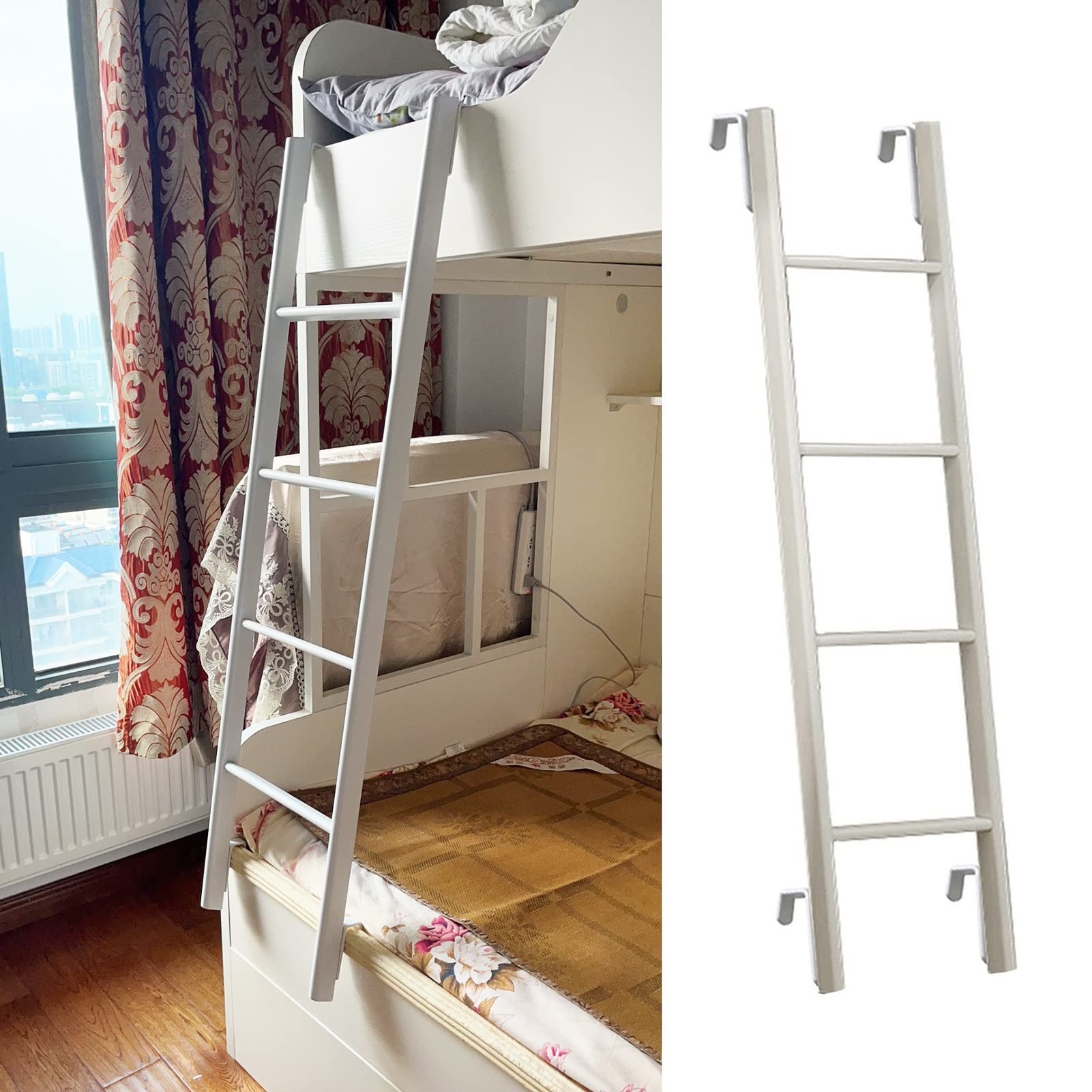Scaletta regolabile per letto a castello da 114150 cm, ideale per camere da letto Cara, design salvaspazio con gancio, per letti singoli da 116 cm di lunghezza