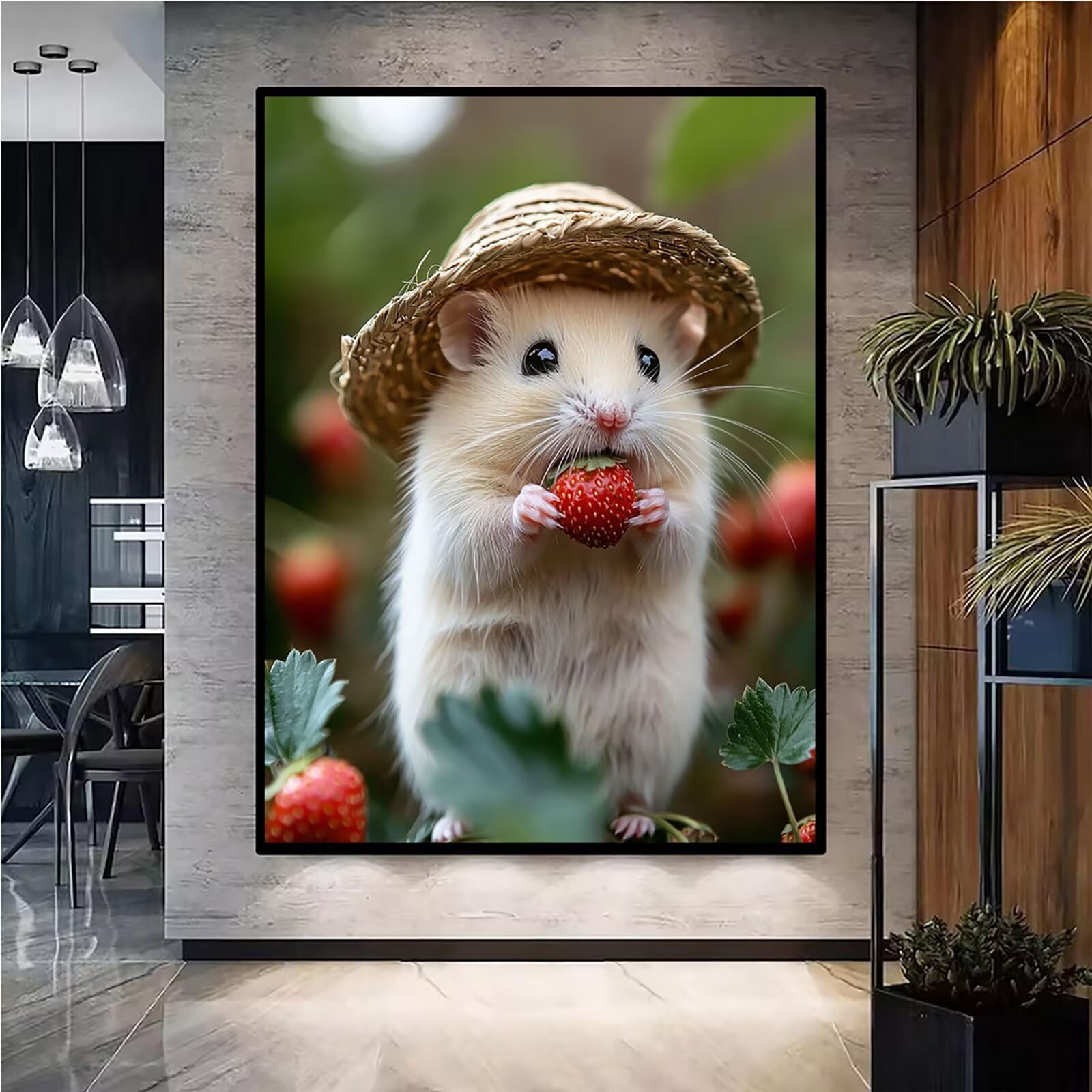 Diamond Painting Kit Completo, Diamond Painting Topo, 5D Quadrato Pittura Diamante Kit Manualidades Adultos DIY Diamantini Crystal Art Disegni Ricamo Punto Croce Artigianale, 60x90cm Fragola j0-942