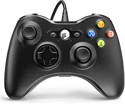 YAEYE Controlador com fio para Xbox 360, controlador de jogo para 360 com dupla vibração Turbo Compatível com Xbox 360/360 Slim e PC Windows 7,8,10,11 Preto