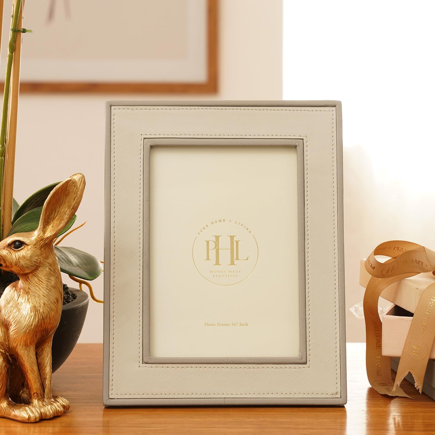 PURE HOME + LIVING Beige Faux Leather Photo Frame - MediumIdeal Gift for Birthdays, Anniversaries, Friendship Day, Children’s Day, Weddings, Parties, Office Events, (Pack of 1) 5X7 inches-image-31