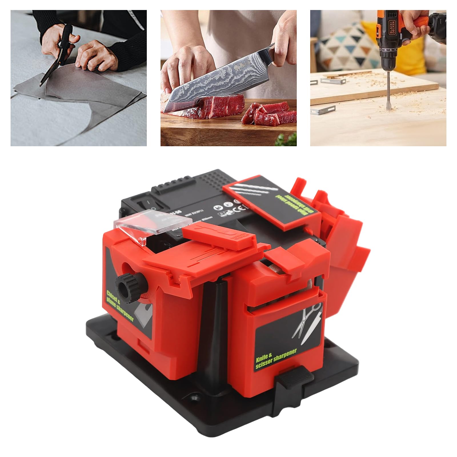 Affilatrice multifunzione da 96 W, universale, affilatrice multifunzione, affilatrice a scalpello, angolo regolabile da 15 a 50° per trapano con diametro da 0,14 a 0,51 Z
