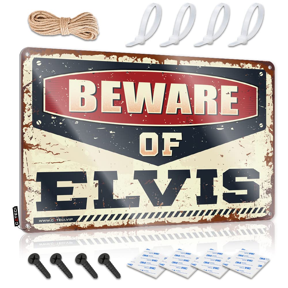 Fzfn Colour Haves Signs Rustic Haves | Beware Of Elvis Farmhouse Metal Wall Decor For Lake Home(30X40cm)