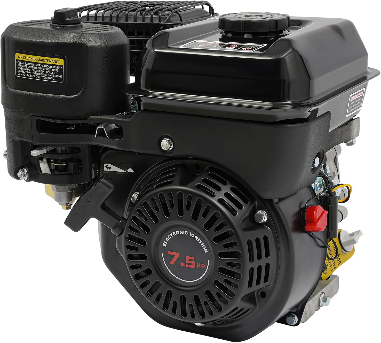 212cc Engine - 7.5HP 4-Stroke Horizontal Shaft Gas Engine, Go Kart Motor, Pull Start, Shaft 0.78 in (20mm) Diameter