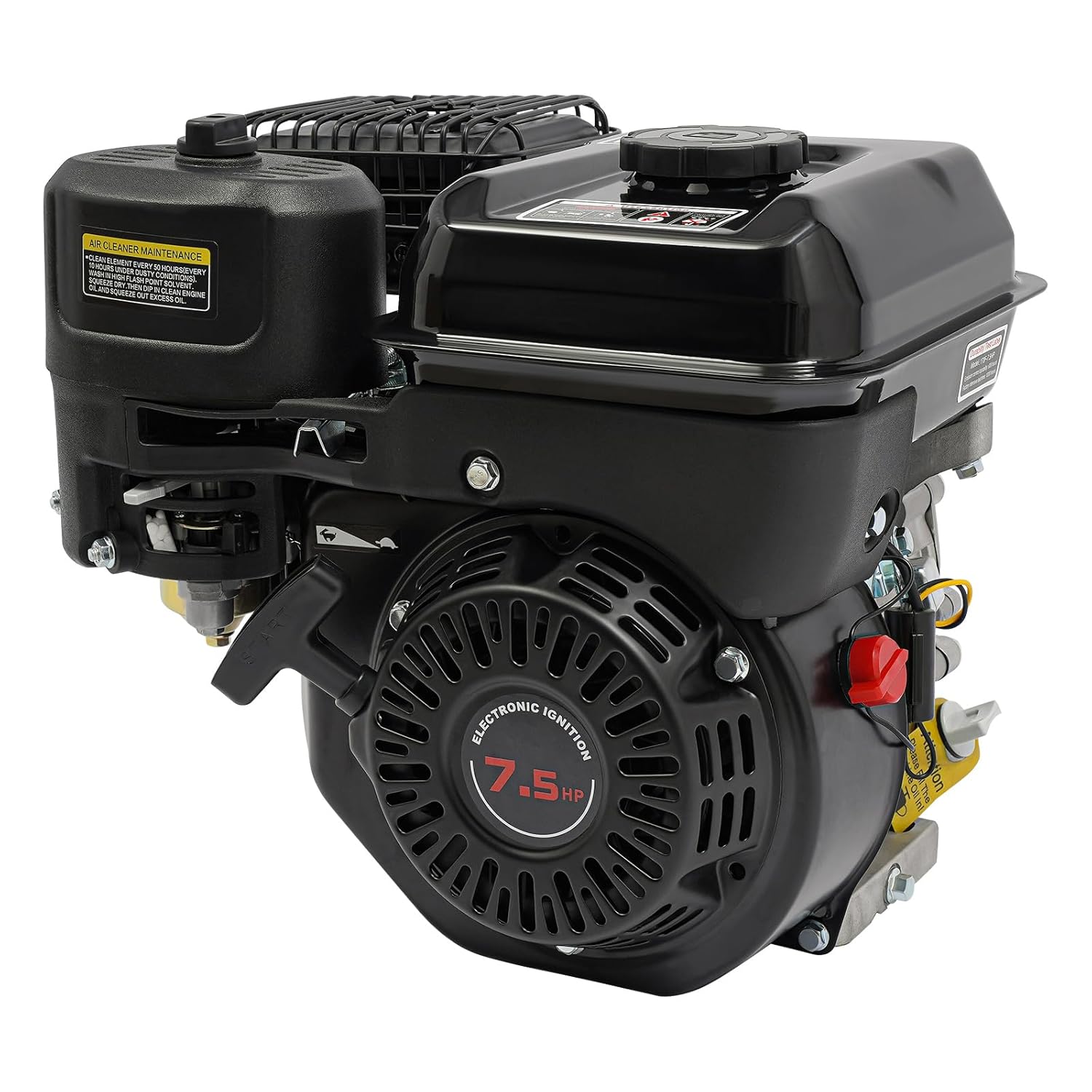 212cc Gas Engine 7.5 HP 4-Stroke Small Engine with Single Cylinder Air Cooling System 3600 RPM Go Kart Engine Motor Hand Pull Start Motor for Water Pumps, Generators, Karting