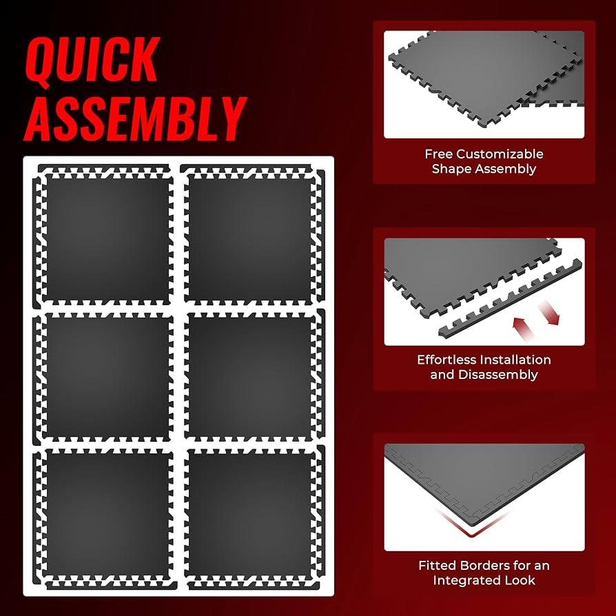 Amazon.com: SUPERJARE 0.56'' Thick 6 Pcs 24 Sq Ft Rubber Top