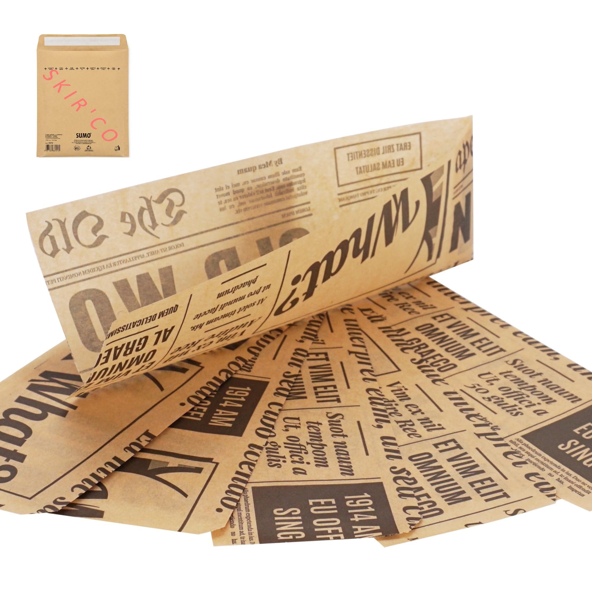 SKIR'CO Sacchetti di Carta Per Imballaggio Alimentare 7 x 21 cm Antigrasso 1000 pz