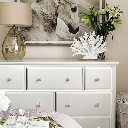 Miniatura 4 de WEAVERBIRD Paquete de 2 pomos dorados para gabinete, pomos dorados cepillados de 1-14 pulgadas, accesorios modernos para gabinete, perillas redondas