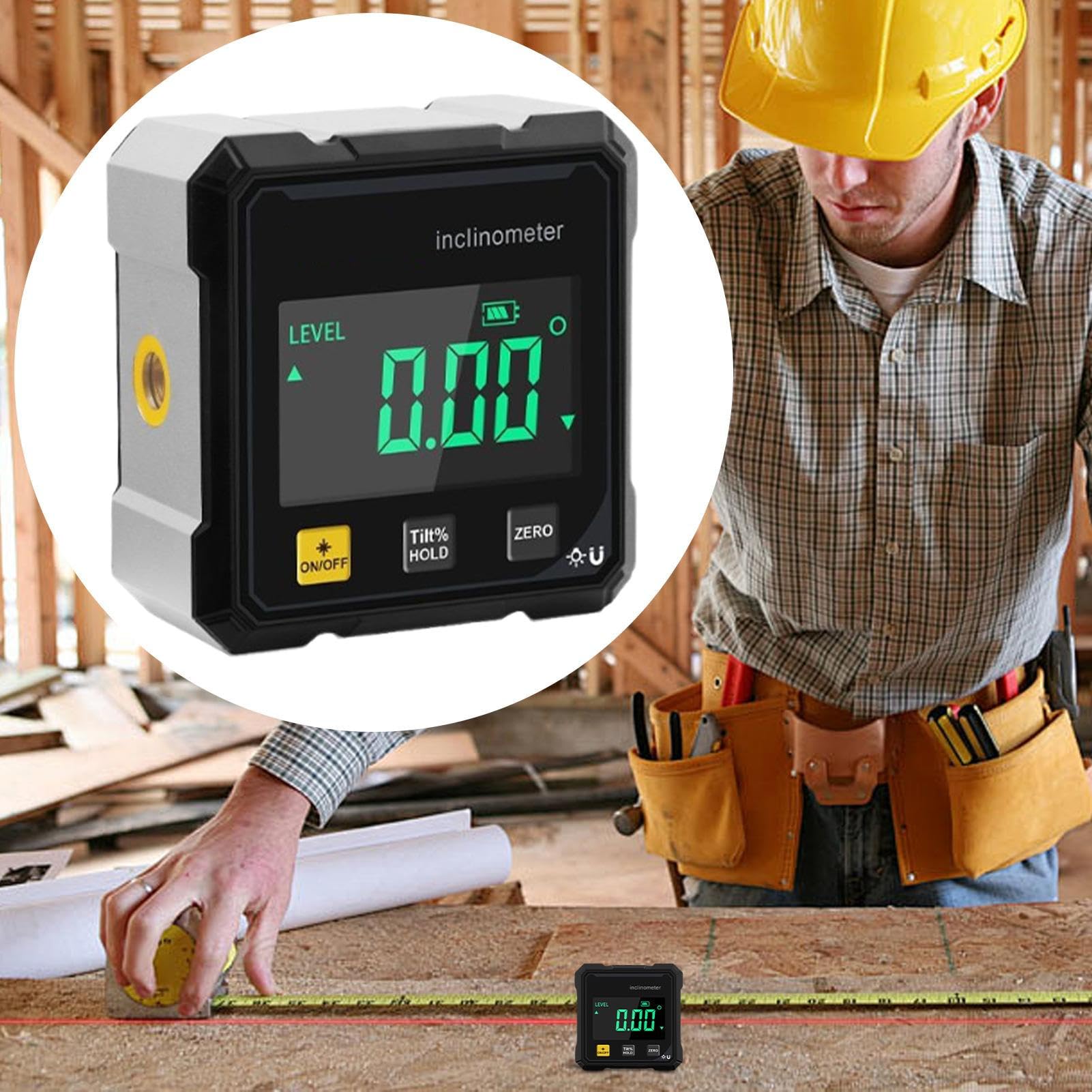 Inclinómetro digital | Herramienta de búsqueda de ángulo de digital | Medidor de nivel de precisión para sierra ingletadora, brújula, construcción, maquinaria de carpintería, hogar, garaje