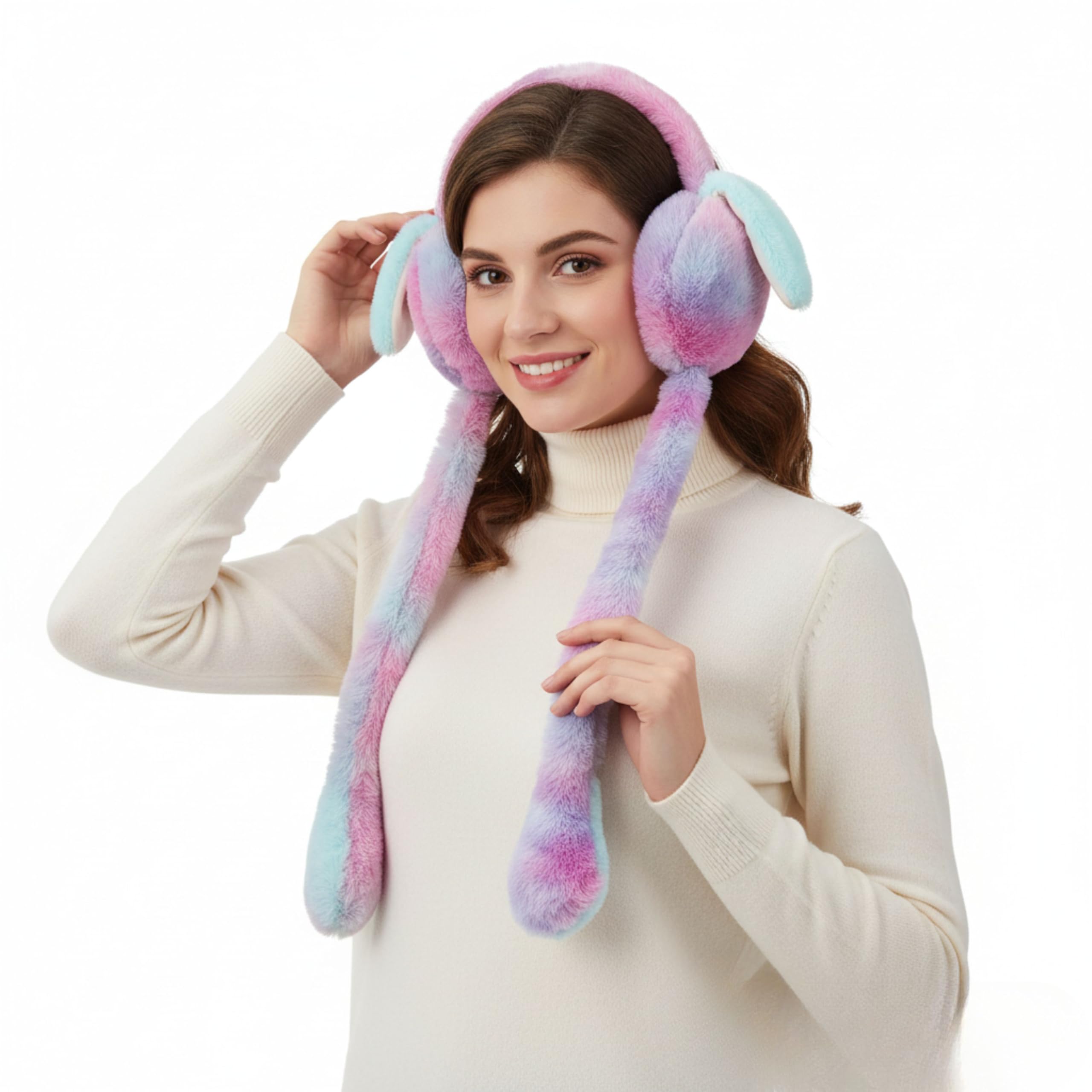 tomorrow fashion Earmuffs Cute Plush Animal Ear Warmers for Women & Girls | Fluffy Furry Ear Muffs for Winter | Fluffy Furry Ear Muffs | Adorable Bunny Fluffy Ear Warmers (multicolor)-picture-41