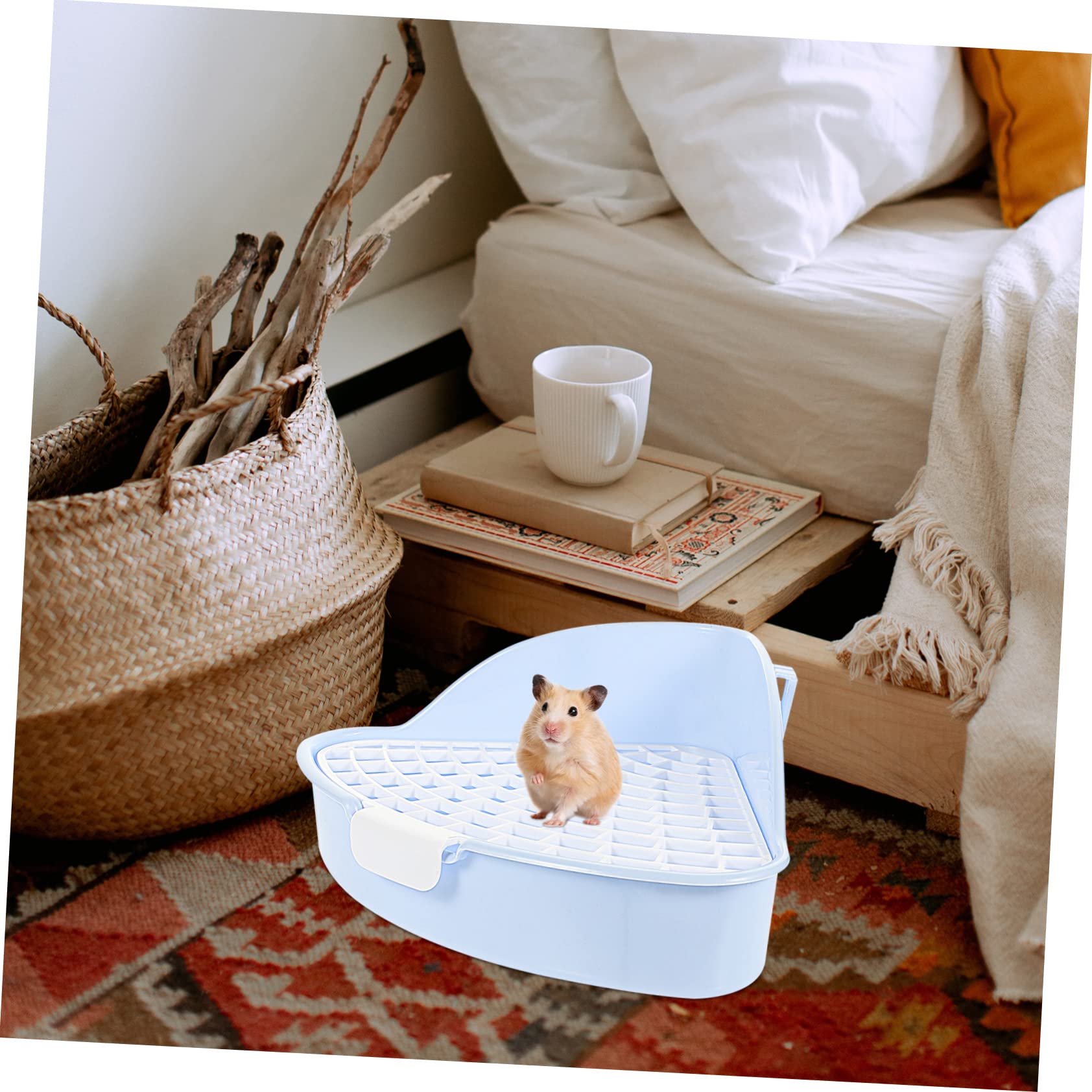 VANZACK 3pezzi Toilette per Piccoli Animali Plastica Vassoio per Lettiera per Conigli e Cavia Design Compatto e Facile da Installare Adatto per Gabbie e Spazi Ridotti