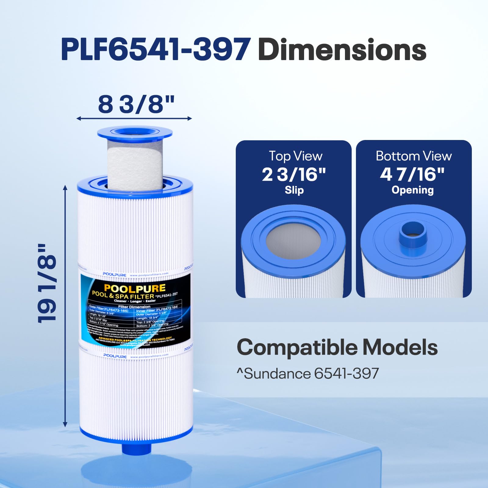 Amazon.com : POOLPURE 6541-397 Spa Filter Cartridge Compatible