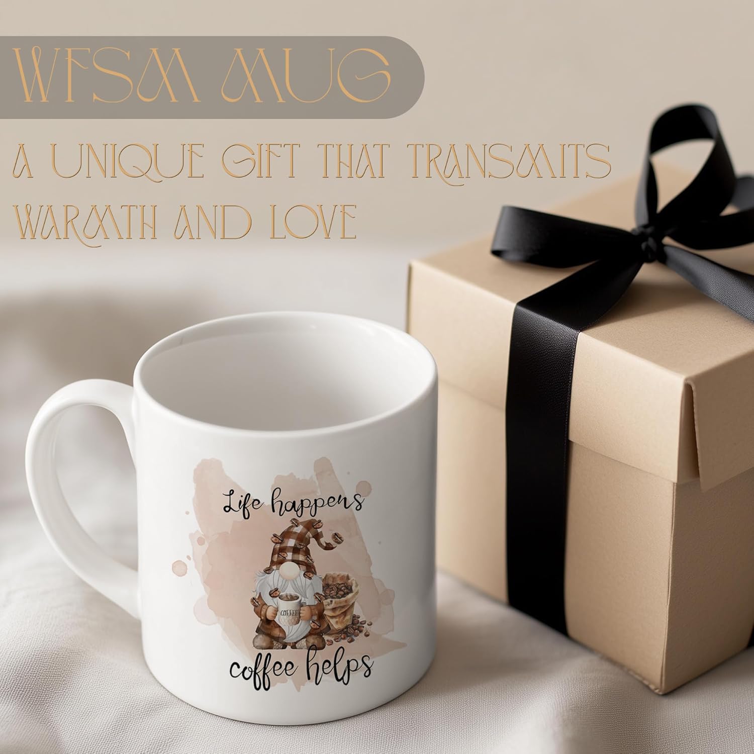 Funny Gnome Mug, Life Happens Coffee Helps Funny Ceramic Mugs, Gifts for Coffer Lovers Caffeine Enthusiast, Gnome Gifts for Women Tea Mug 11oz - Image 5