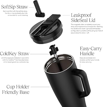 BrüMate Era Flip 30oz Tumbler with Covered Flip Down Straw | 100% Leakproof Insulated Tumbler | Made of Stainless Steel | Cup Holder Friendly Base | 30oz (Dune)