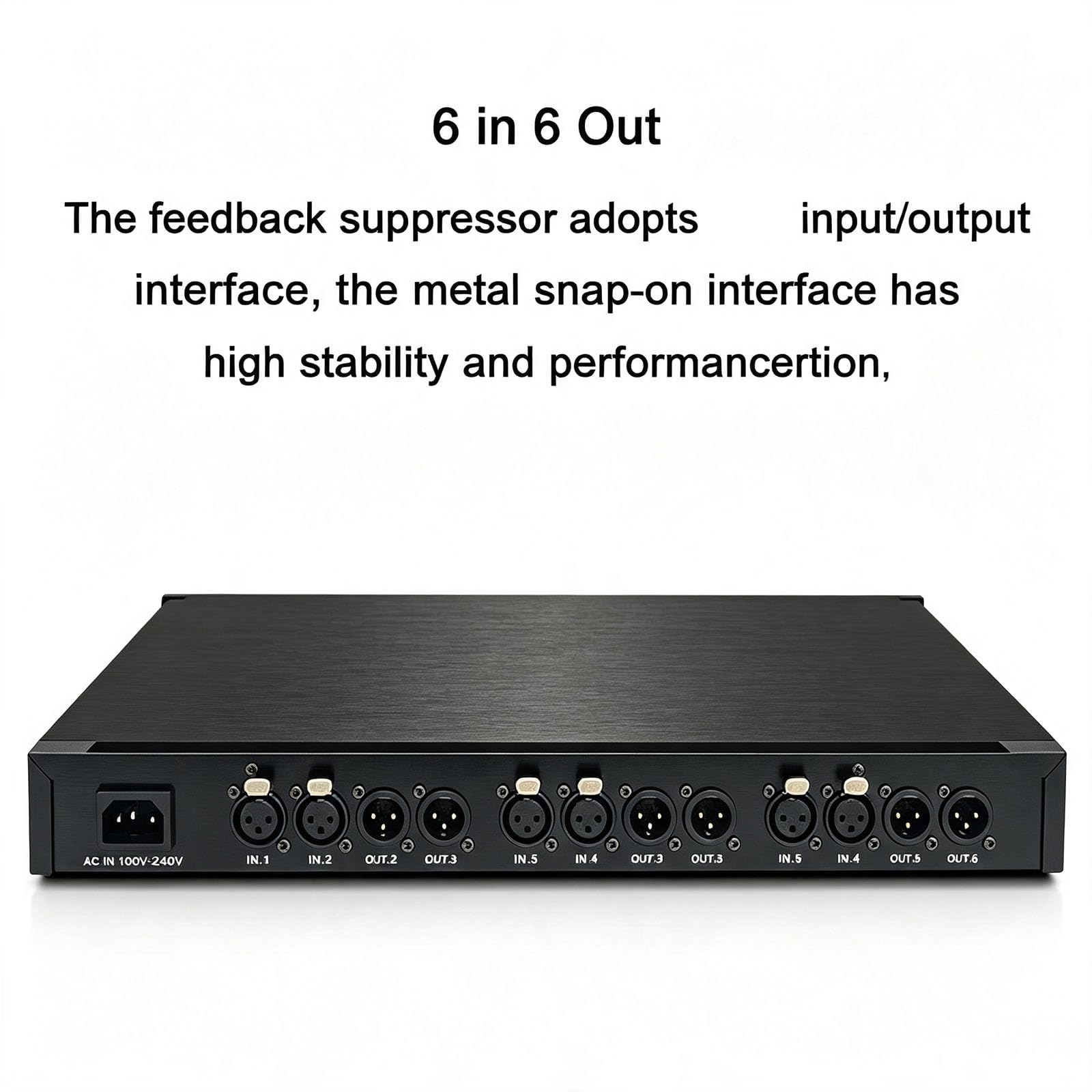 Soppressore Di Feedback Professionale, 6 Ingressi E 6 Uscite Per Microfono, Eliminatore Di Feedback Anti-fischio Con Traslatore Di Frequenza Digitale, Controllo Del Livello Di Ritenzione Ad Alta