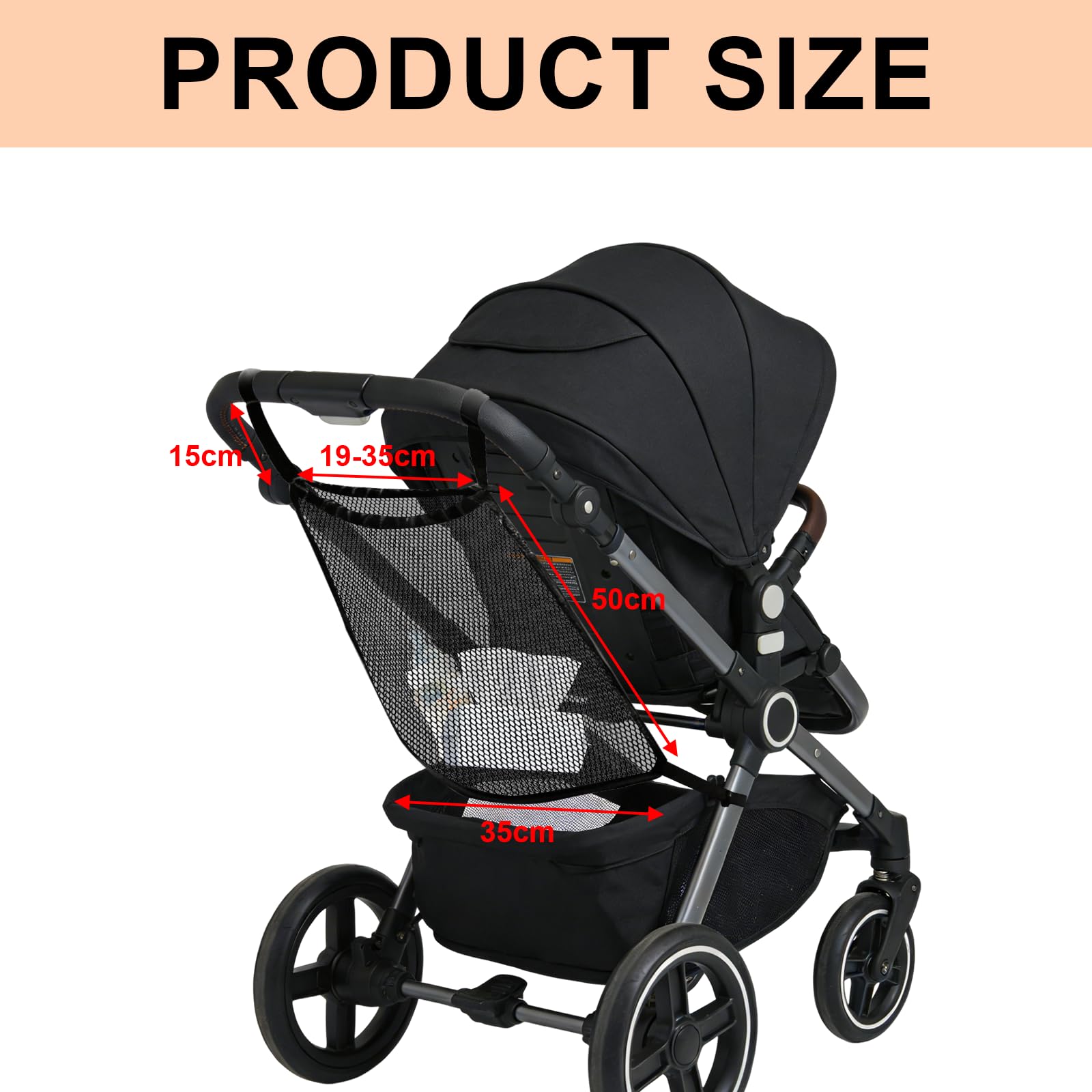 1 st het Winkelen Tassen, Universeel Net, Winkelnet voor Kinderwagens, Buggies Net Bag, Mesh Pocket op de Rug