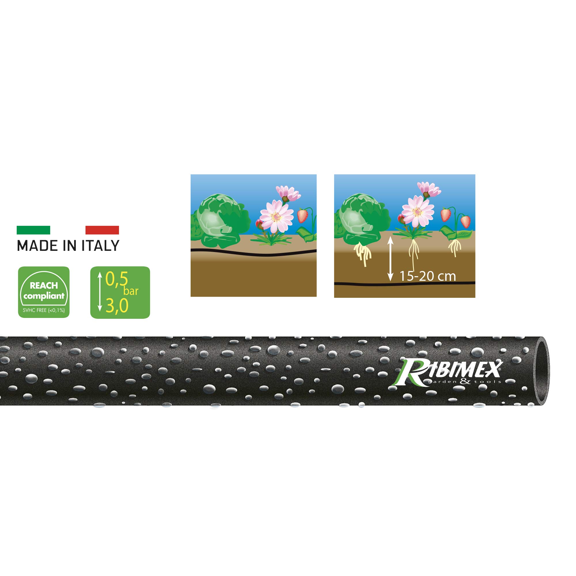 Ribimex PRTP100 Tubo TubìDrop poroso 100 metros, Negro, m