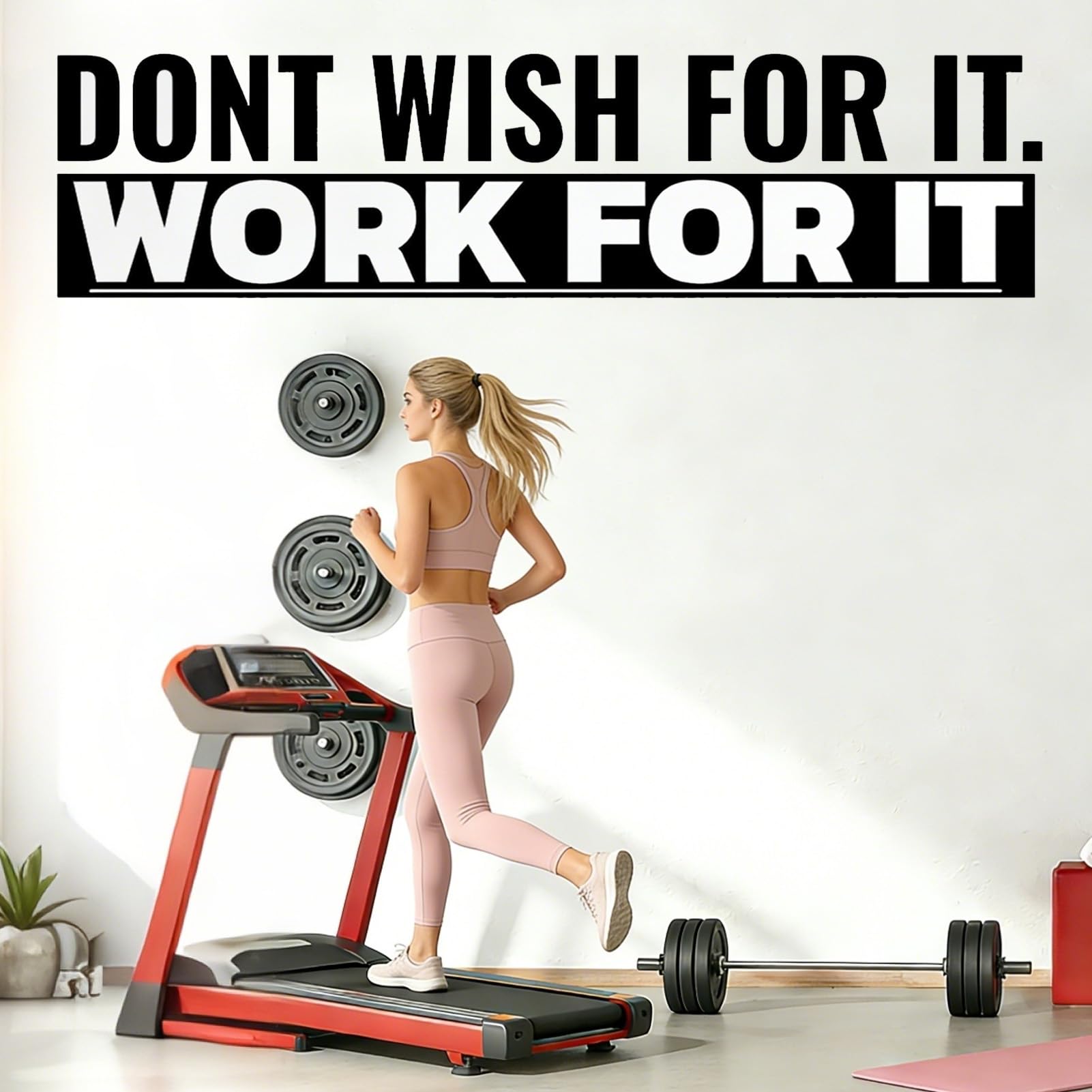 Motivational Gym Wall Stickers for Home Gym - Inspirational Wall Decals with Quotes, Workout Room Decor Vinyl Gym Signs, Exercise Stickers, Don't Wish for it Work for it
