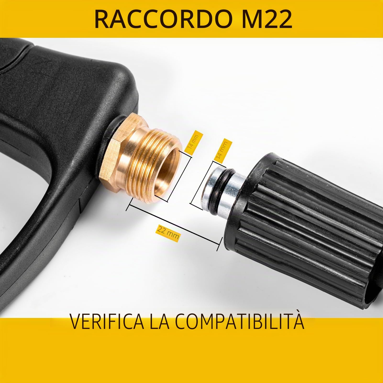 YUET Tubo di Prolunga per Lavaggio a Getto ad alta Pressione,10M 33FT 3700 PSI 255Bar M22 Femmina Tubo di Ricambio per Idropulitrice con Connettore Filettato Maschio per Karcher M22-14mm connessione