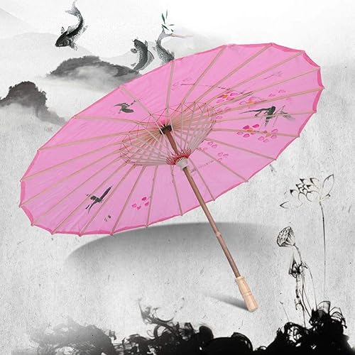 Miniatura 5 de HEALLILY Paraguas japonés chino de papel al óleo, sombrilla para bailar Umberlla, accesorios de fotografía para adultos o niños (rosa)