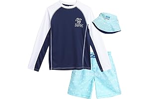 Big Boys Swim Set: Rash Guard, Bathing Suit, and Reversible Bucket Hat