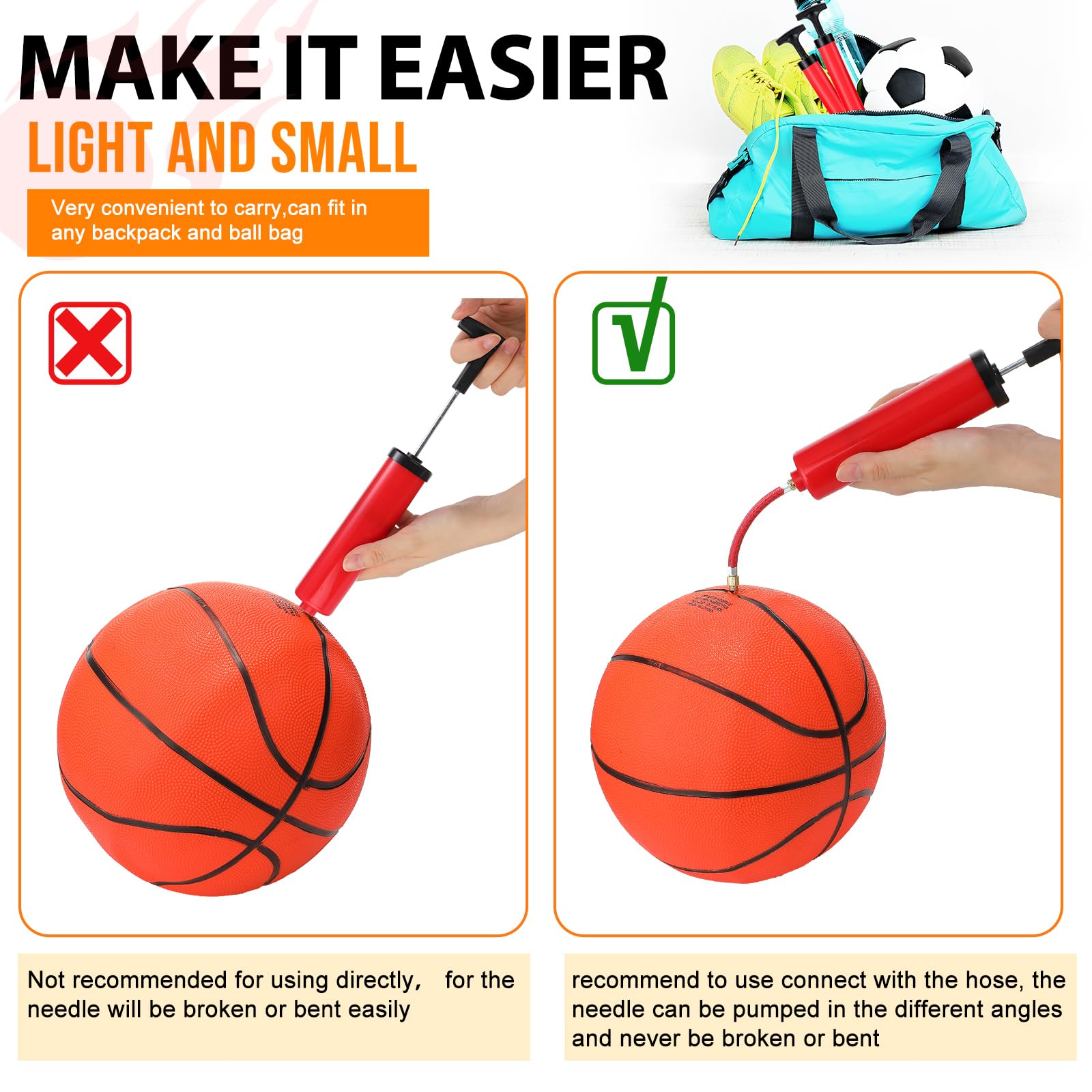 Jerify Kits de bomba de pelota deportiva de 8 pulgadas con agujas