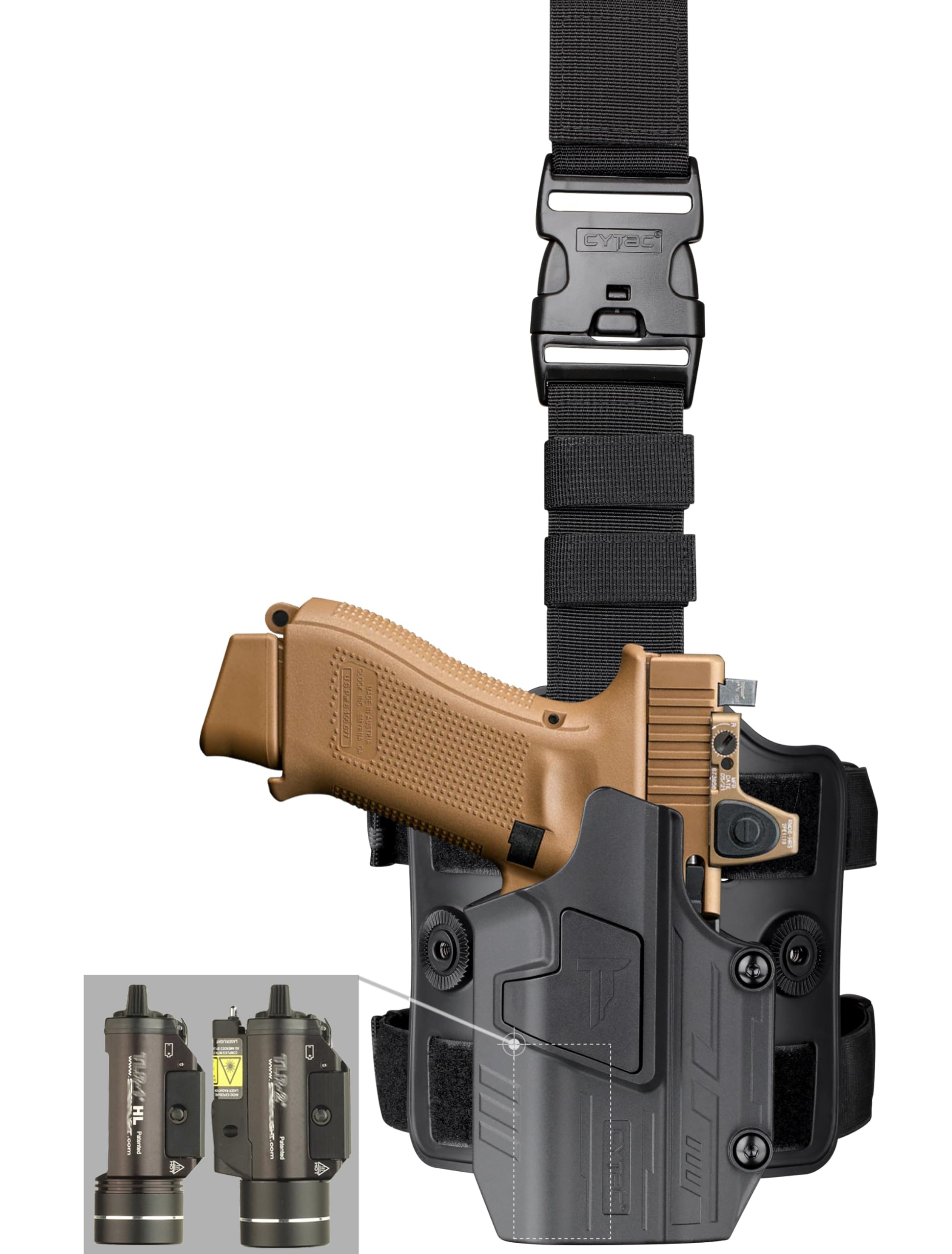 Amazon.com : CYTAC Light Holster Compatible with Glock 19/17 with